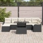 Conjunto de sofá de jardín con cojín 8 pcs Negro Poliratán