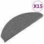 Alfombrilla autoadhesiva de escalera 15 uds gris 65x22,5x3,5 cm
