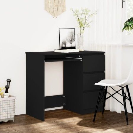 Schwarzer Sperrholz-Schreibtisch 90x45x76 cm von vidaXL, Schreibtische - Ref: Foro24-801374, Preis: 90,98 €, Rabatt: %