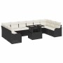 Conjunto de sofá de jardín Manual 11 pcs Negro 100 x 55 x 73 cm
