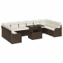 Conjunto de sofá de jardín 11 pcs Marrón 100 x 55 x 73 cm