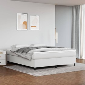 Estructura de cama de cuero sintético blanco 160x200 cm