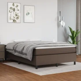 Brown synthetic leather bed frame 140x190 cm by vidaXL, Beds and slatted bases - Ref: Foro24-3121044, Price: 133,25 €, Discou...