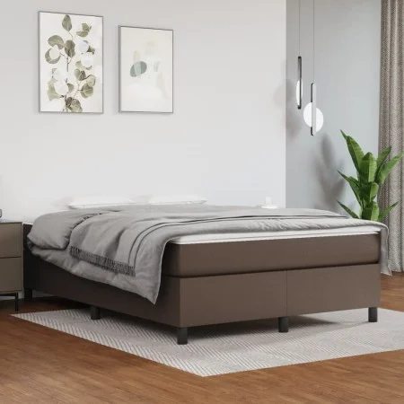 Brown synthetic leather bed frame 140x190 cm by vidaXL, Beds and slatted bases - Ref: Foro24-3121044, Price: 133,25 €, Discou...