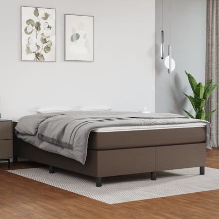 Estructura de cama de cuero sintético marrón 140x190 cm de vidaXL, Camas y somieres - Ref: Foro24-3121044, Precio: 135,34 €