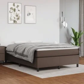 Brown synthetic leather bed frame 140x200 cm by vidaXL, Beds and slatted bases - Ref: Foro24-3121050, Price: 119,79 €, Discou...