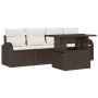 Conjunto de sofá de jardín Manual 5 pcs Marrón 100 x 55 x 73 cm