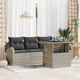 Conjunto de sofá de jardín 5 pcs Gris claro 100 x 55 x 73 cm