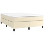Estructura de cama de cuero sintético color crema 140x190 cm
