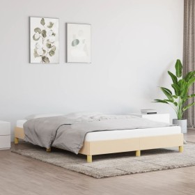 Estructura de cama de tela color crema 140x190 cm