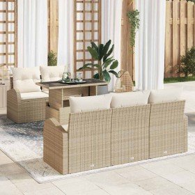 Conjunto de sofá de jardín Manual 6 pcs Beige 100 x 55 x 73 cm Conjunto de sofá de jardín Manual 6 pcs Beige 100 x 55 x 73 cm