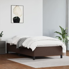 Estructura de cama cuero sintético marrón 80x200 cm