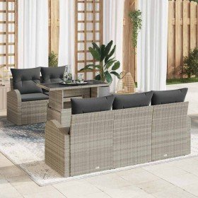Conjunto de sofá de jardín 6 pcs Gris claro 100 x 55 x 73 cm Conjunto de sofá de jardín 6 pcs Gris claro 100 x 55 x 73 cm