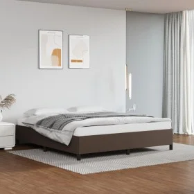 Brown synthetic leather bed frame 180x200 cm by vidaXL, Beds and slatted bases - Ref: Foro24-347266, Price: 158,15 €, Discoun...