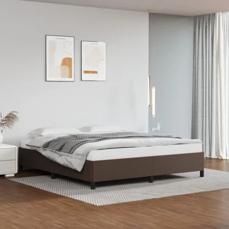 Brown synthetic leather bed frame 180x200 cm by vidaXL, Beds and slatted bases - Ref: Foro24-347266, Price: 158,12 €, Discoun...