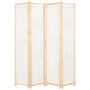 Biombo divisor de 4 paneles de tela color crema 160x170x4 cm