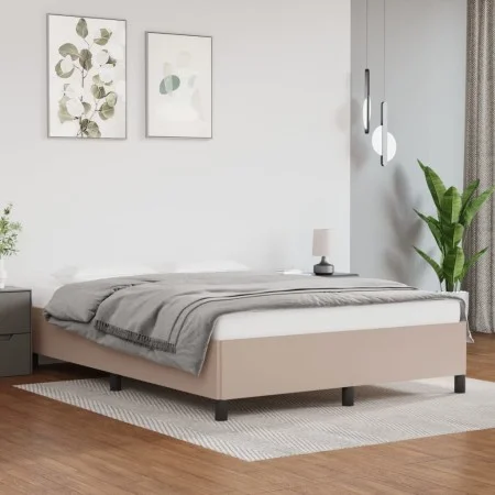 Cappuccino synthetic leather bed frame 140x190 cm by vidaXL, Beds and slatted bases - Ref: Foro24-347250, Price: 126,32 €, Di...