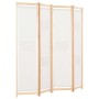 Biombo divisor de 4 paneles de tela color crema 160x170x4 cm