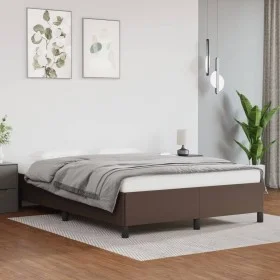 Brown synthetic leather bed frame 140x190 cm by vidaXL, Beds and slatted bases - Ref: Foro24-347248, Price: 133,25 €, Discoun...