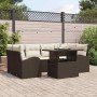 Conjunto de sofá de jardín 7 pcs Marrón Rattan de Poliéster en Sofás de exterior | Comprar online en Foro24