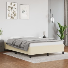 Estructura de cama de cuero sintético color crema 