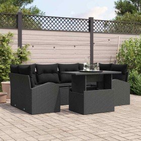 Conjunto de sofá de jardín Manual 7 pcs Negro 100 x 55 x 73 cm