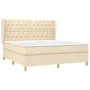 Box spring bed with cream fabric mattress 160x200 cm by vidaXL, Beds and slatted bases - Ref: Foro24-3128778, Price: 640,62 €...
