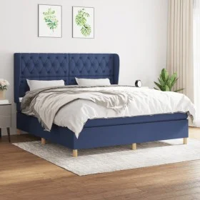 Box spring bed with blue fabric mattress 160x200 cm by vidaXL, Beds and slatted bases - Ref: Foro24-3128779, Price: 581,72 €,...
