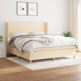 Cama box spring con colchón tela color crema 160x200 cm de vidaXL, Camas y somieres - Ref: Foro24-3128378, Precio: 611,80 €, ...