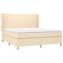 Box spring bed with cream fabric mattress 160x200 cm by vidaXL, Beds and slatted bases - Ref: Foro24-3128378, Price: 611,80 €...