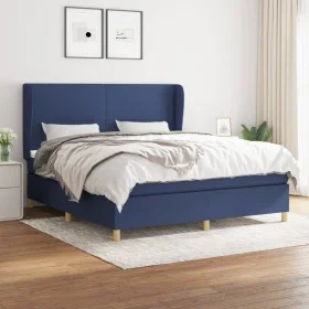 Box spring bed with blue fabric mattress 160x200 cm by vidaXL, Beds and slatted bases - Ref: Foro24-3128379, Price: 572,91 €,...