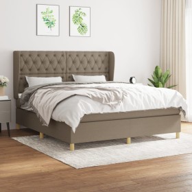 Box spring bed with taupe gray fabric mattress 160x200 cm by vidaXL, Beds and slatted bases - Ref: Foro24-3128777, Price: 657...