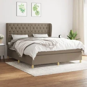 Box spring bed with taupe gray fabric mattress 160x200 cm by vidaXL, Beds and slatted bases - Ref: Foro24-3128777, Price: 639...