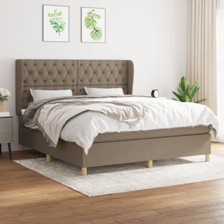 Box spring bed with taupe gray fabric mattress 160x200 cm by vidaXL, Beds and slatted bases - Ref: Foro24-3128777, Price: 657...