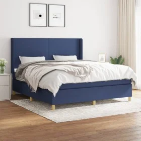 Box spring bed with blue fabric mattress 160x200 cm by vidaXL, Beds and slatted bases - Ref: Foro24-3131847, Price: 566,35 €,...
