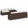 Conjunto de sofá de jardín Manual 9 pcs Marrón 100 x 55 x 73 cm