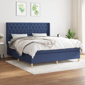Box spring bed with blue fabric mattress 160x200 cm by vidaXL, Beds and slatted bases - Ref: Foro24-3132247, Price: 599,89 €,...