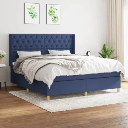 Boxspringbett mit blauer Stoffmatratze 160x200 cm von vidaXL, Betten und Lattenroste - Ref: Foro24-3132247, Preis: 599,89 €, ...
