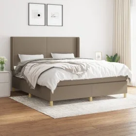 Box spring bed with taupe gray fabric mattress 160x200 cm by vidaXL, Beds and slatted bases - Ref: Foro24-3131845, Price: 634...