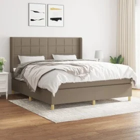 Box spring bed with taupe gray fabric mattress 160x200 cm by vidaXL, Beds and slatted bases - Ref: Foro24-3132005, Price: 593...