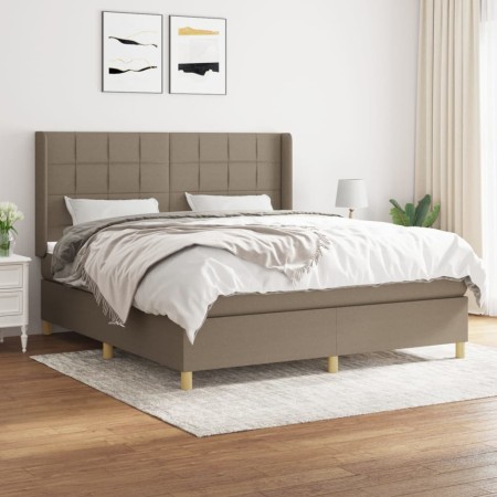 Box spring bed with taupe gray fabric mattress 160x200 cm by vidaXL, Beds and slatted bases - Ref: Foro24-3132005, Price: 583...