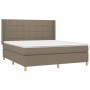 Box spring bed with taupe gray fabric mattress 160x200 cm by vidaXL, Beds and slatted bases - Ref: Foro24-3132005, Price: 583...