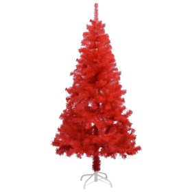 Árbol de Navidad artificial con soporte rojo PVC 120 cm