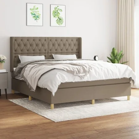 Box spring bed with taupe gray fabric mattress 160x200 cm by vidaXL, Beds and slatted bases - Ref: Foro24-3132245, Price: 661...