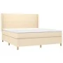 Box spring bed with cream fabric mattress 160x200 cm by vidaXL, Beds and slatted bases - Ref: Foro24-3131846, Price: 600,66 €...