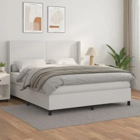 Boxspringbett mit weißer Kunstledermatratze 160x200 cm von vidaXL, Betten und Lattenroste - Ref: Foro24-3132388, Preis: 596,0...