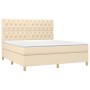 Box spring bed mattress and LED lights cream fabric 160x200 cm by vidaXL, Beds and slatted bases - Ref: Foro24-3135690, Price...