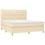 Box spring bed mattress and LED lights cream fabric 160x200 cm by vidaXL, Beds and slatted bases - Ref: Foro24-3135690, Price...