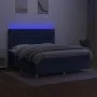 Box spring bed mattress and LED lights blue fabric 160x200 cm by vidaXL, Beds and slatted bases - Ref: Foro24-3135691, Price:...