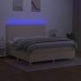 Cama box spring colchón y luces LED tela crema 160x200 cm de vidaXL, Camas y somieres - Ref: Foro24-3135290, Precio: 607,69 €...
